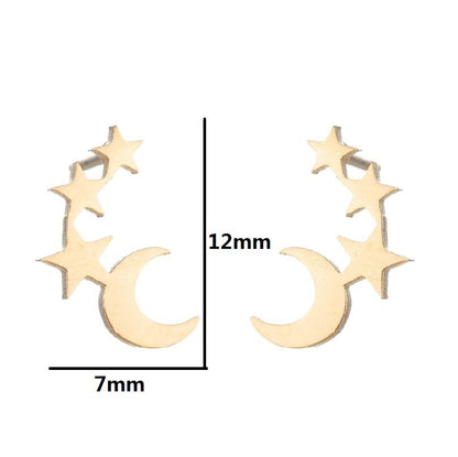 Love Ear Studs Electroplating Star Music Note Simple Geometric Stainless Steel Stud Earrings-Jewearrings