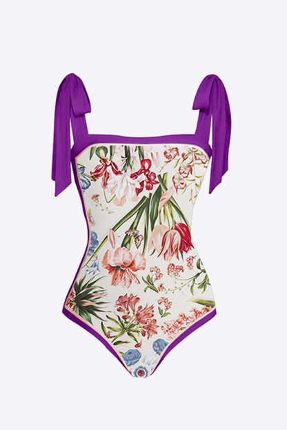 Floral Tie Shoulder Two-Piece Swim Set-Jewearrings