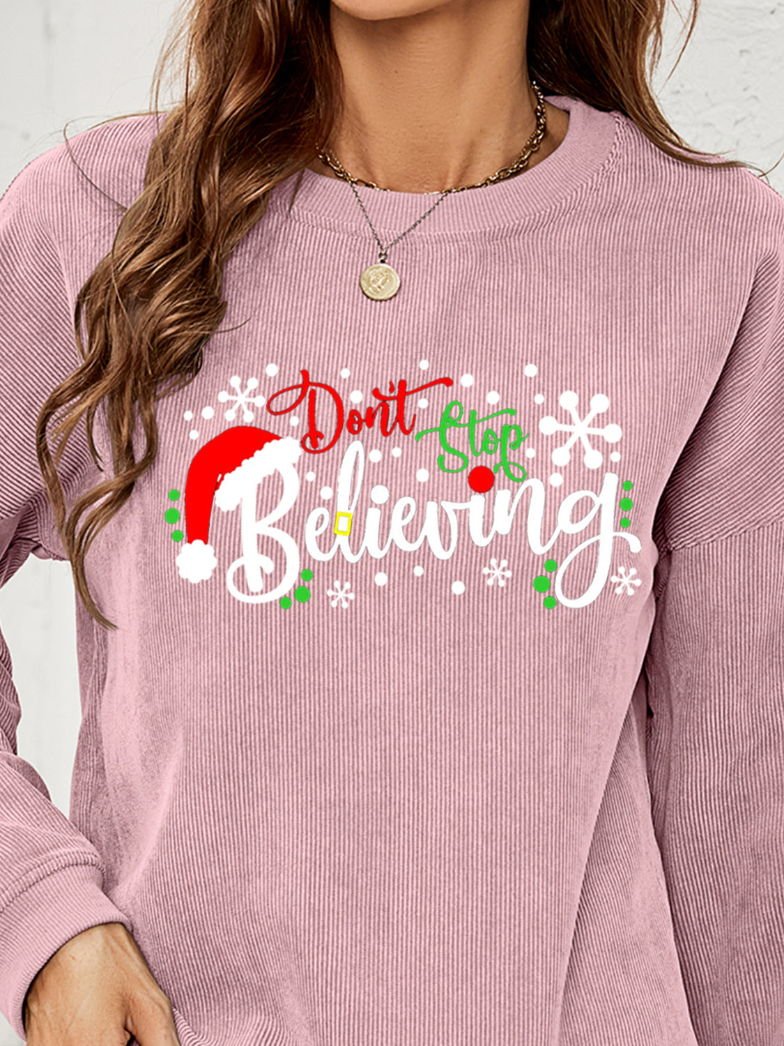 DON'T STOP BELIEVING Graphic Sweatshirt-Jewearrings