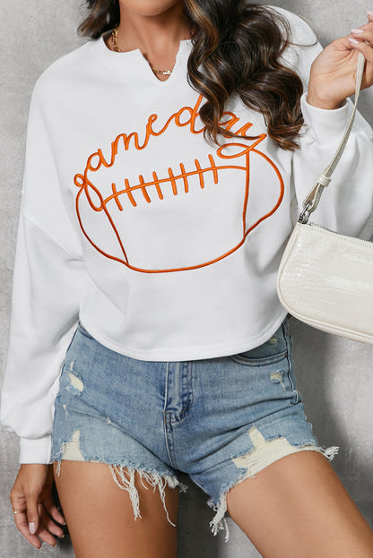 GAME DAY Ball Graphic Notched Sweatshirt-Jewearrings