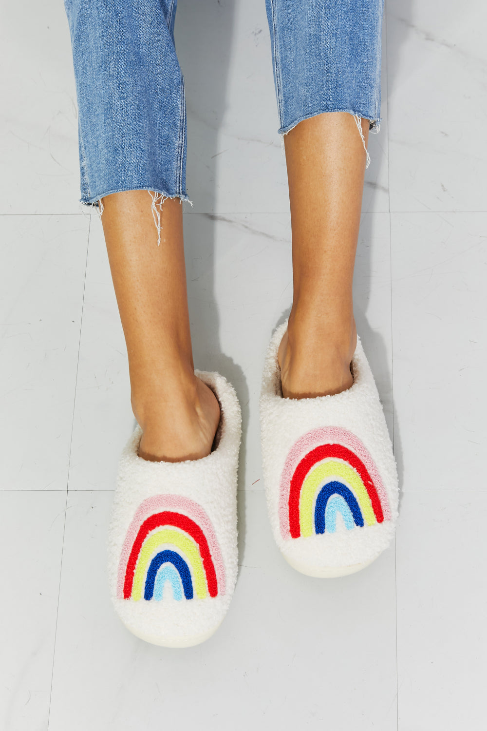 MMShoes Rainbow Plush Slipper-Jewearrings