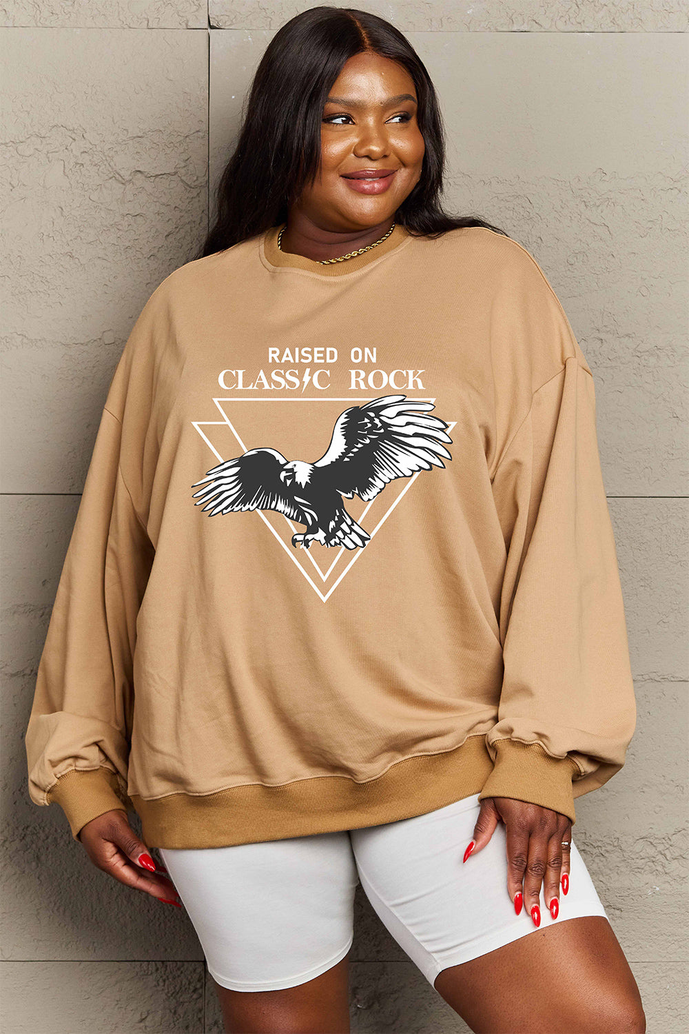 Simply Love Full Size Eagle Graphic Drop Shoulder Sweatshirt-Jewearrings