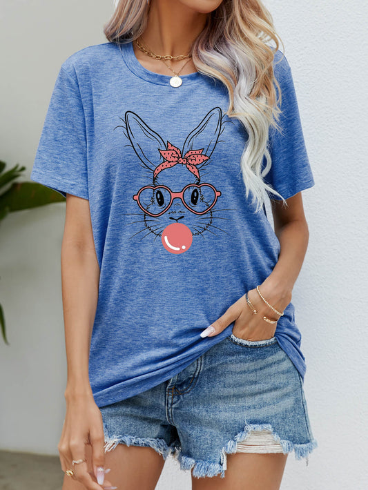 Easter Bunny Graphic Round Neck T-Shirt-Jewearrings