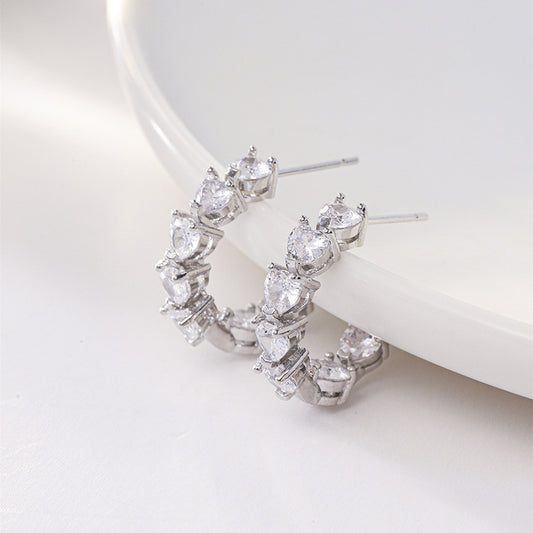 Ornament Simple Rhinestone Ear Clip Design C- Ring Earrings-Jewearrings