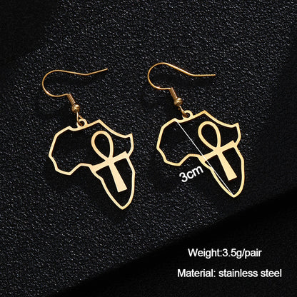 Fashion Hot Sale Cross Africa Map Earrings-Jewearrings