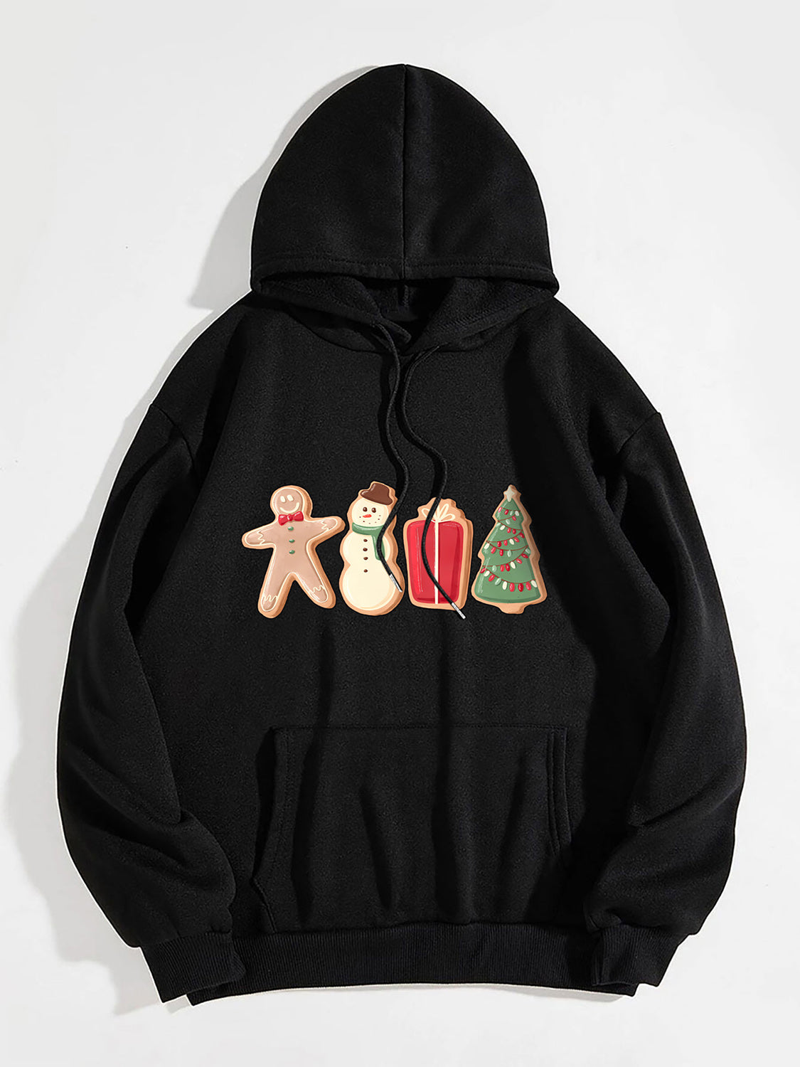 Graphic Drawstring Hoodie with Pocket-Jewearrings