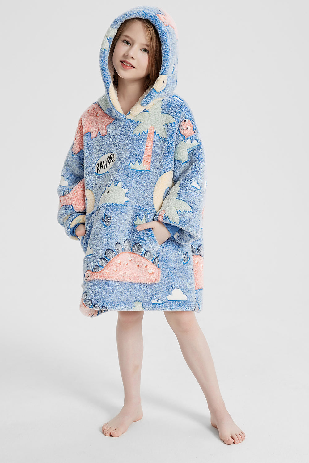 Luminous Pattern Oversize Long Sleeve Fuzzy Hoodie-Jewearrings