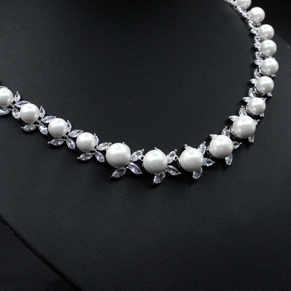 Natural Pearl Necklace Set Elegant Wedding Dinner Item Earrings-Jewearrings