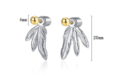 New 925 Sterling Silver Personalized Feather Studs Women's Trendy Earrings-Jewearrings