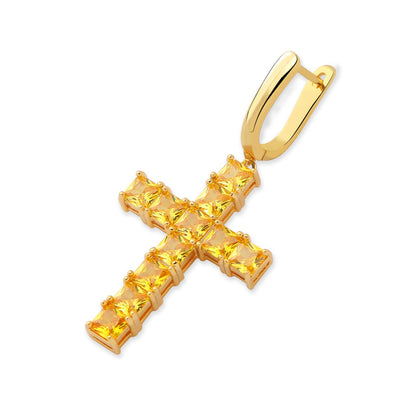 Square zircon Cross Earrings-Jewearrings