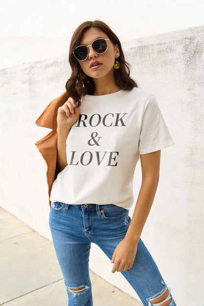 Simply Love Full Size ROCK ＆ LOVE Short Sleeve T-Shirt-Jewearrings