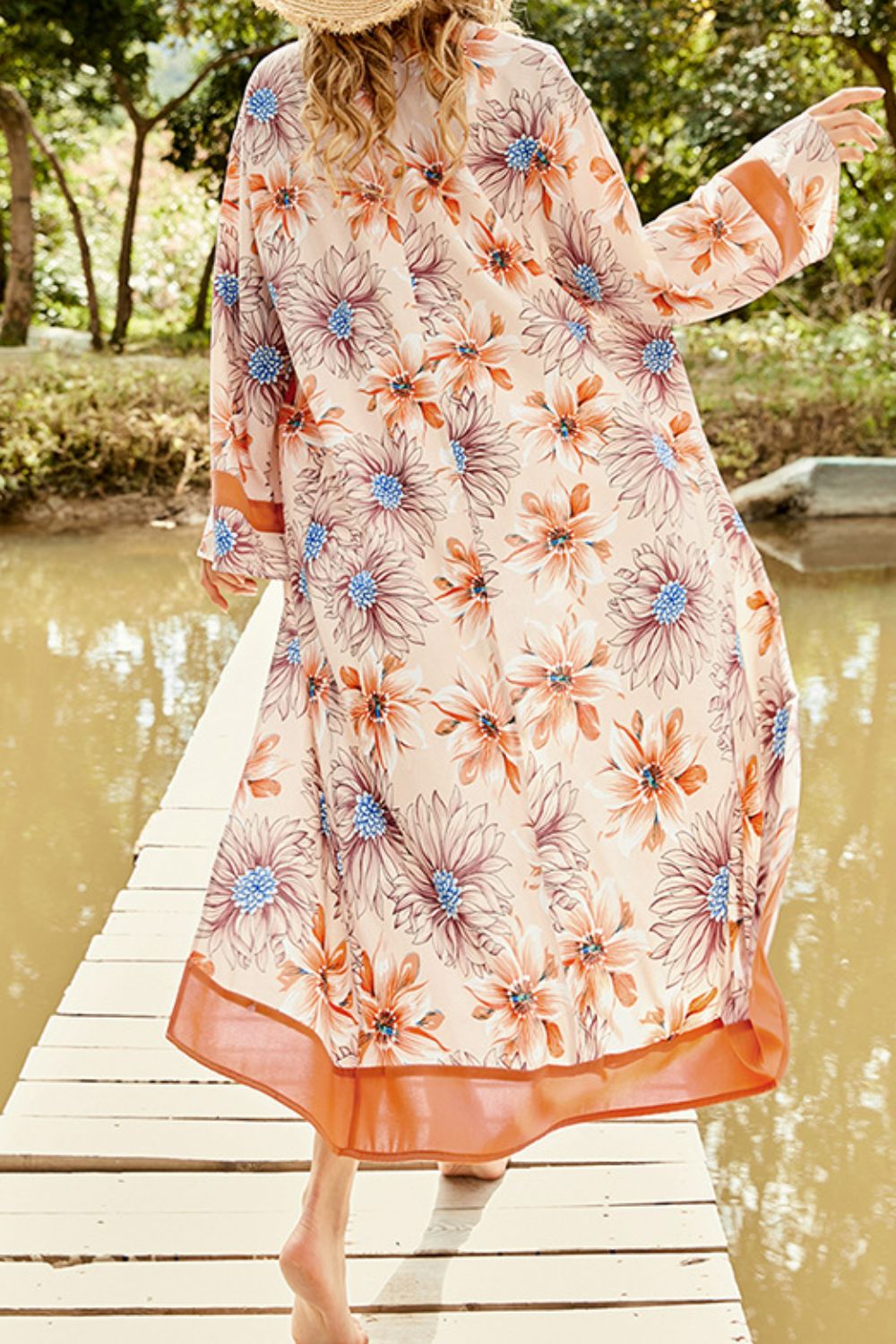 Floral Open Front Duster Cover Up-Jewearrings