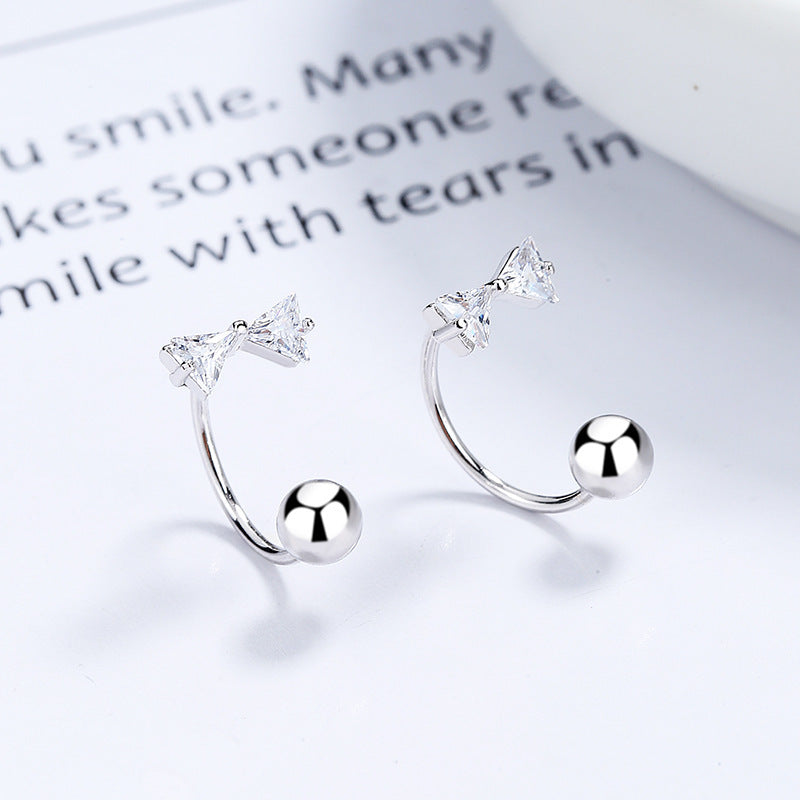 925 Silver Clover Bow Thread Earrings-Jewearrings