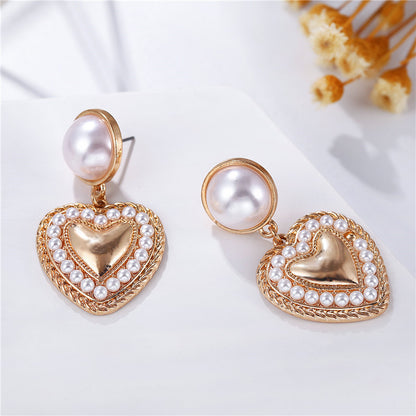 Large and small pearl alloy earrings earrings-Jewearrings