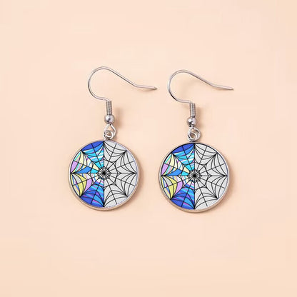 Punk Wednesday Stainless Steel Glass Dome Dangle Earrings For Women Girls-Jewearrings