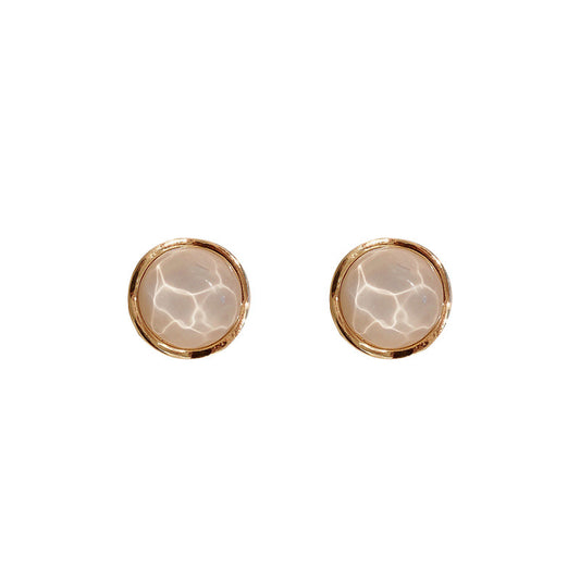 925 Silver Needle Round Opal Stud Earrings Korean Retro-Jewearrings