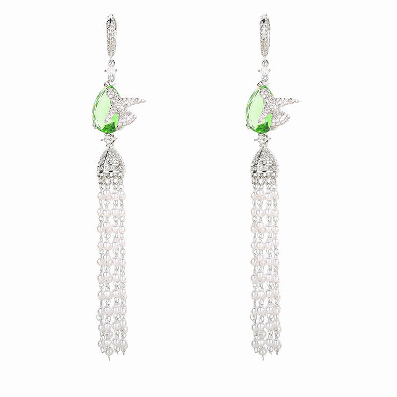 Pearl Tassel Long Earrings Female-Jewearrings