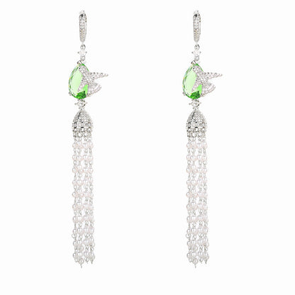 Pearl Tassel Long Earrings Female-Jewearrings