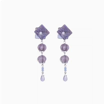 Flower Earrings Vintage Purple Non-piercing Ear Clip-Jewearrings