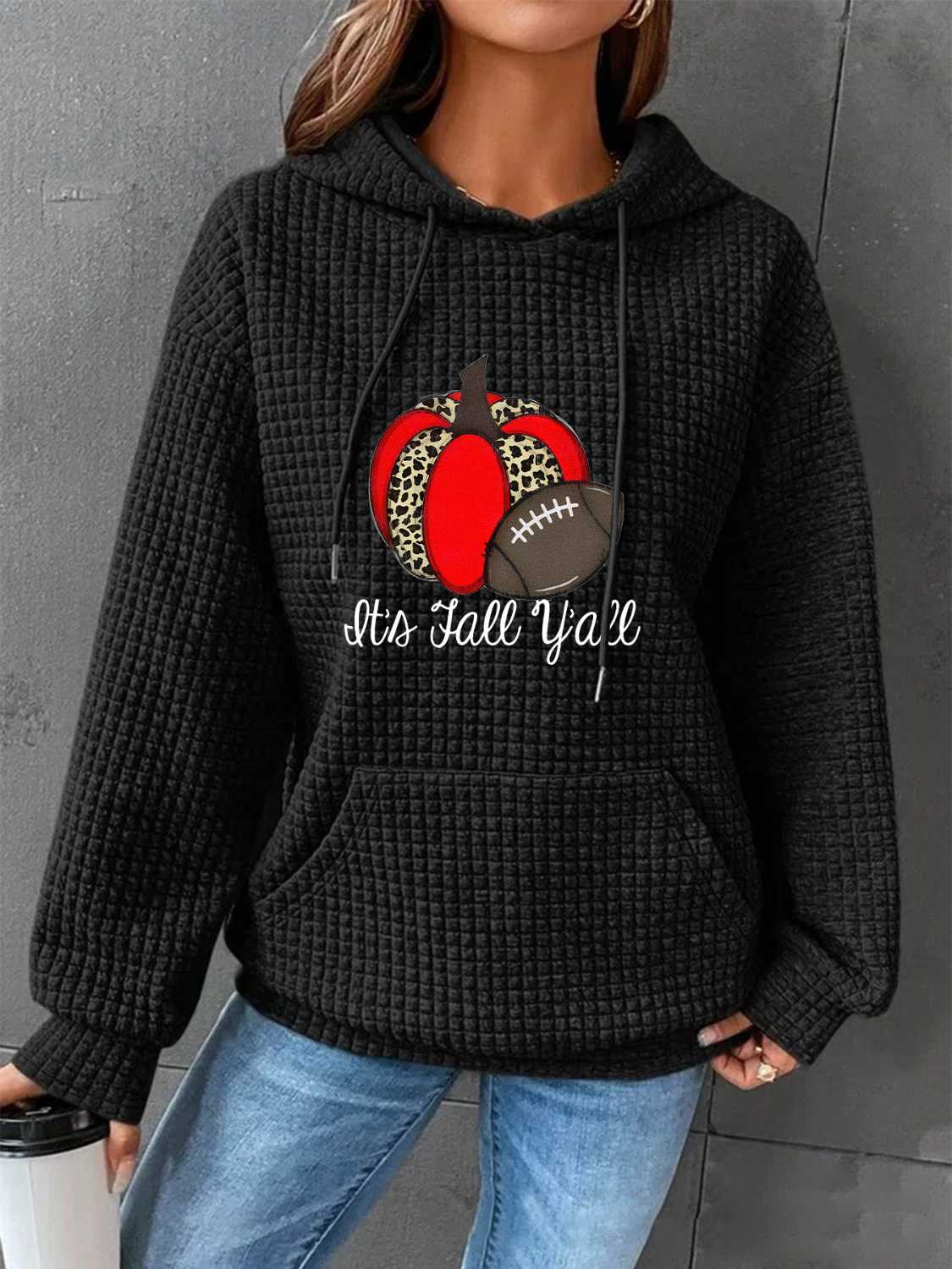 Fall Graphic Hoodie with Front Pocket-Jewearrings