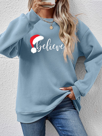 BELIEVE Graphic Long Sleeve Sweatshirt-Jewearrings