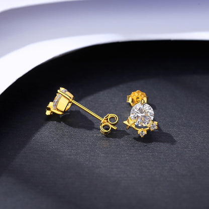 Simple 925 Silver Inlaid Crystal Zircon Stud Earrings-Jewearrings