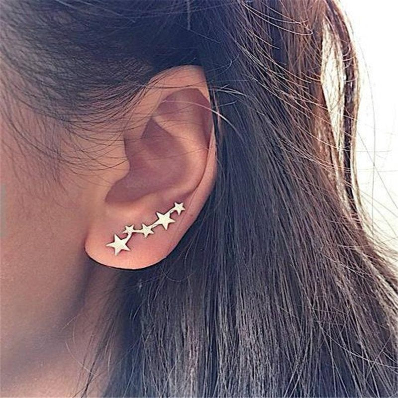 Exquisite creative five-pointed star ear bone clip earrings for girls accessories-Jewearrings