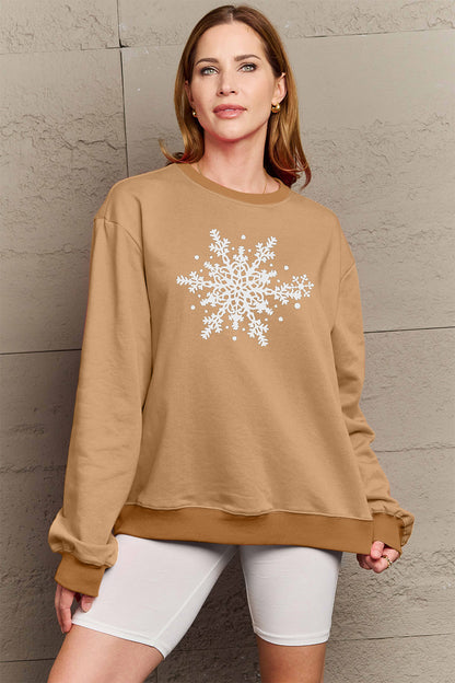 Simply Love Full Size Snowflake Graphic Sweatshirt-Jewearrings