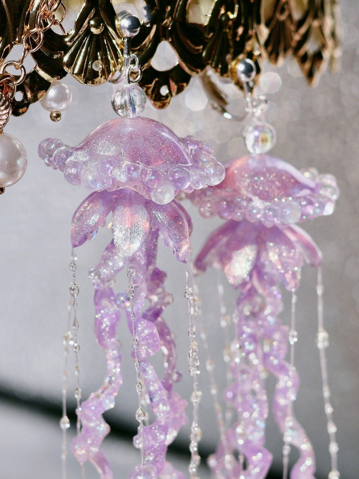 Creative Jellyfish Earrings Long Cute Ear Clip-Jewearrings