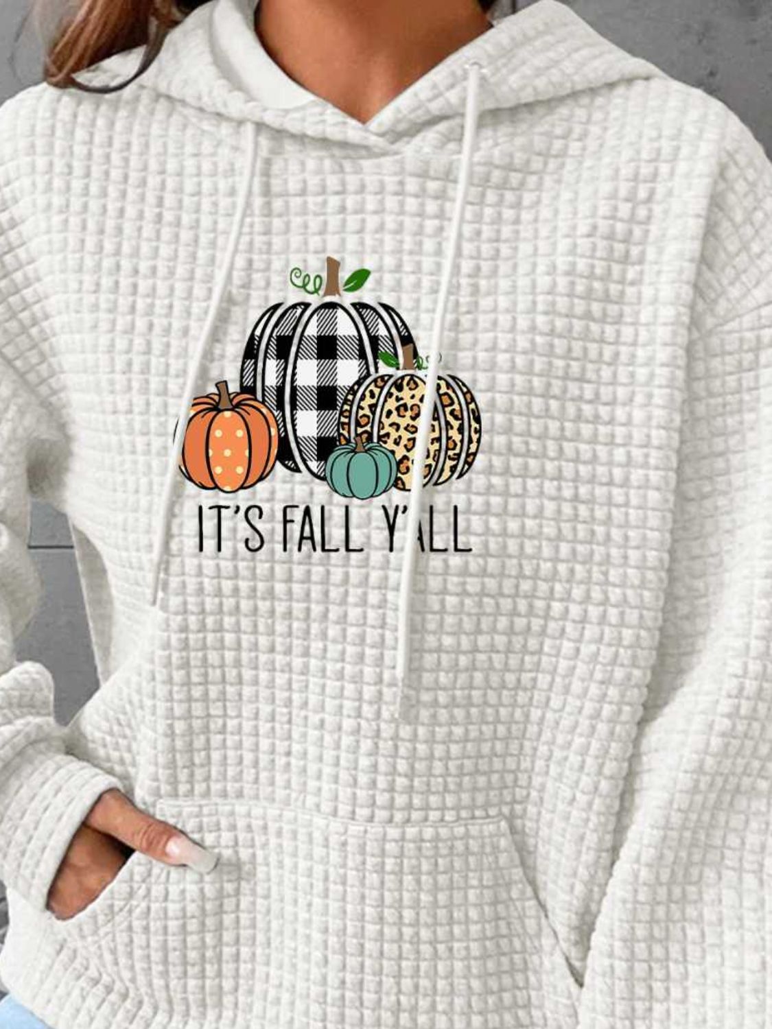 IT'S FALL YALL Full Size Graphic Hoodie-Jewearrings