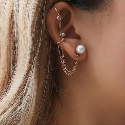 Korean Fashion Street Beauty Pearl Earrings-Jewearrings