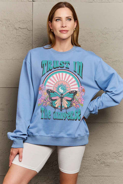 Simply Love Simply Love Full Size TRUST IN THE UNIVERSE Graphic Sweatshirt-Jewearrings