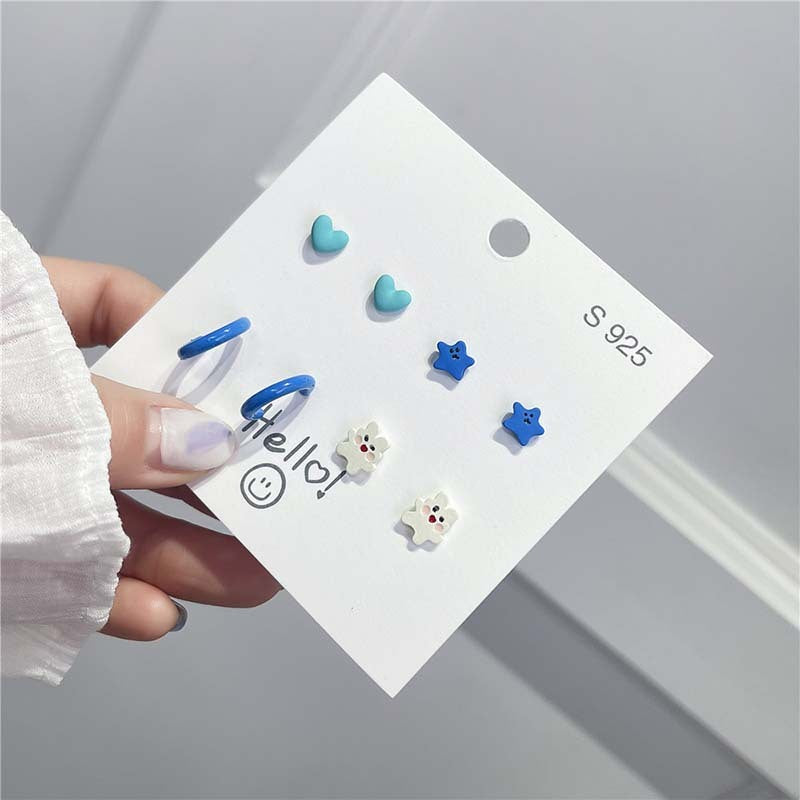 Women's Cute Sweet Sterling Silver Needle Stud Earrings-Jewearrings