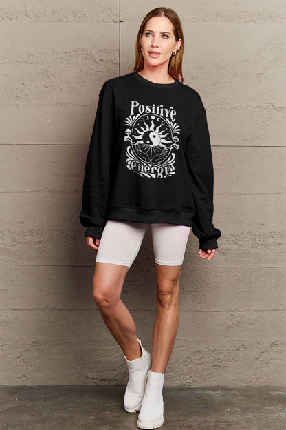 Simply Love Full Size POSITIVE ENERGY Graphic Sweatshirt-Jewearrings