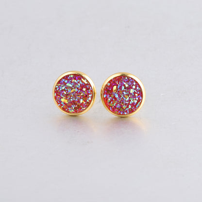 Starry Stainless Steel Water Plated Gold Stud Earrings-Jewearrings