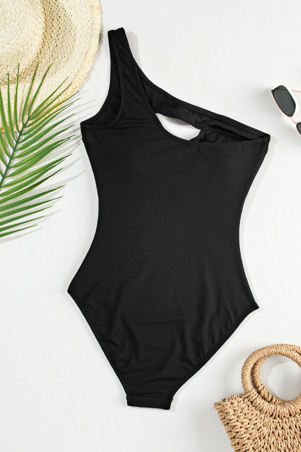 Cutout One Shoulder Sleeveless One-Piece Swimwear-Jewearrings