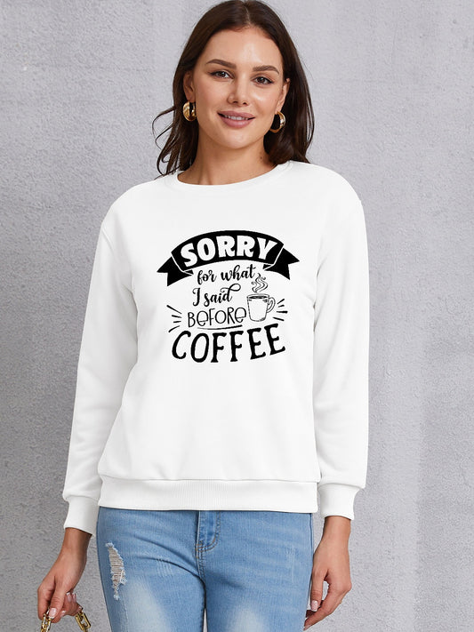 Letter Graphic Round Neck Sweatshirt-Jewearrings