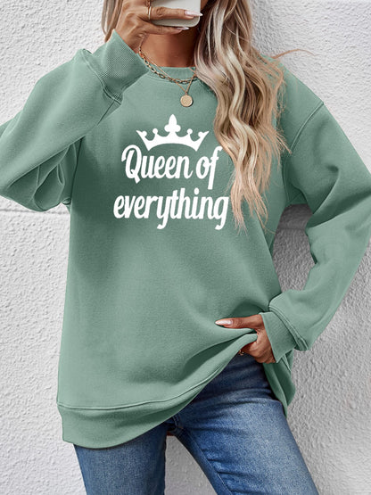 QUEEN OF EVERYTHING Round Neck Sweatshirt-Jewearrings