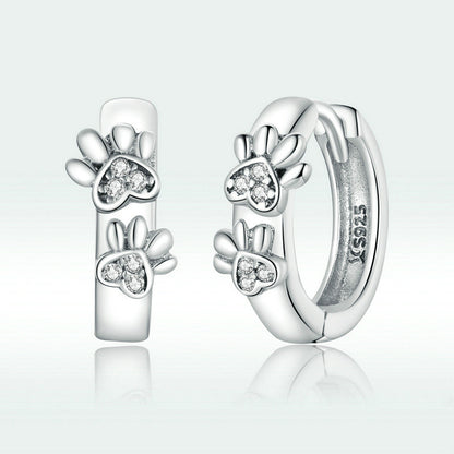 Original Cute Paw Print 925 Sterling Silver Earrings-Jewearrings