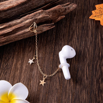 Star Pearl Charms Airpods Anti-Lost Chains Earphone Holder Clip Earrings For Women-Jewearrings