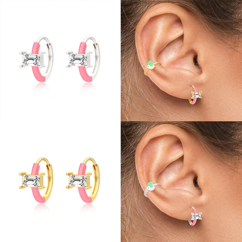 S925 Sterling Silver Dripping Earclip Rhinestone Earrings-Jewearrings