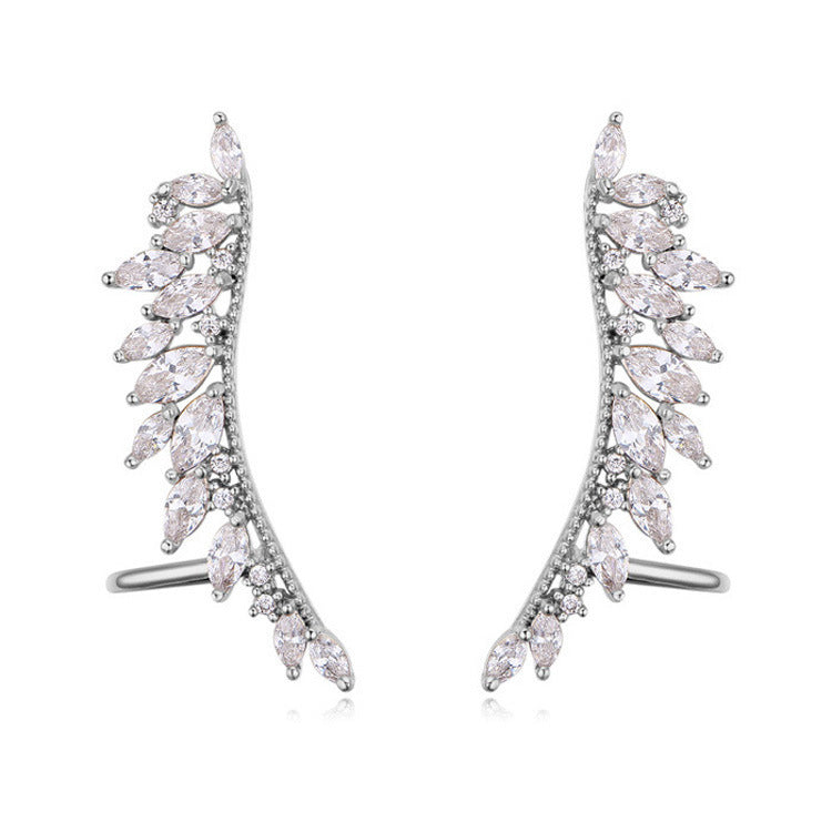 Women's Silver Post Gold Plated Hand Micropaved Zircon Earrings-Jewearrings