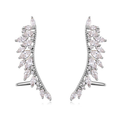 Women's Silver Post Gold Plated Hand Micropaved Zircon Earrings-Jewearrings