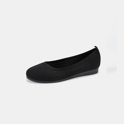 Round Toe Knit Ballet Flats-Jewearrings