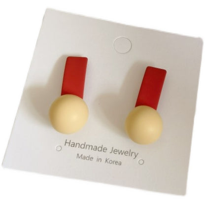 Japanese And Korean Contrasting Color Geometric Ball Stud Earrings-Jewearrings