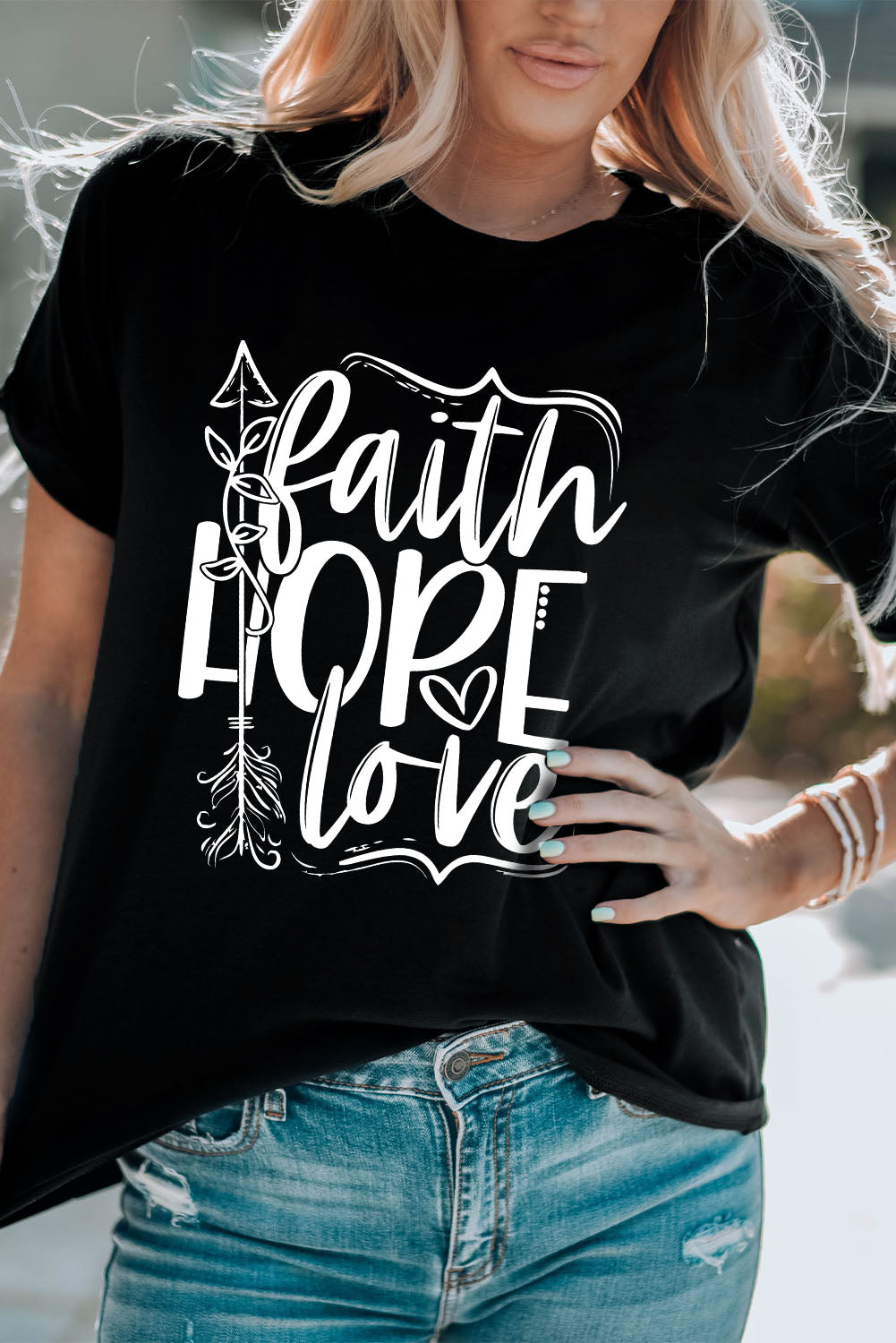 FAITH HOPE LOVE Graphic Tee Shirt-Jewearrings