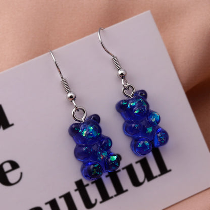 New Fashion Sequins Resin Gummy Bear Dangle Earrings For Women-Jewearrings