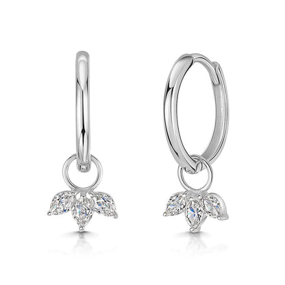 S925 Sterling Silver Petals Horse Eye Jeweled Earrings-Jewearrings