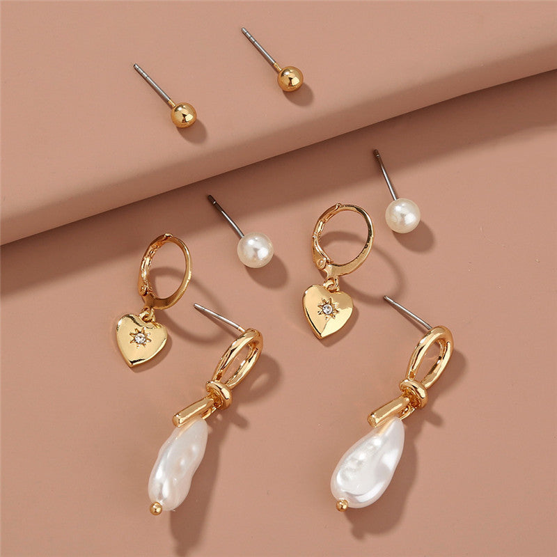 Simple Temperament Wild Pearl Love Earrings-Jewearrings