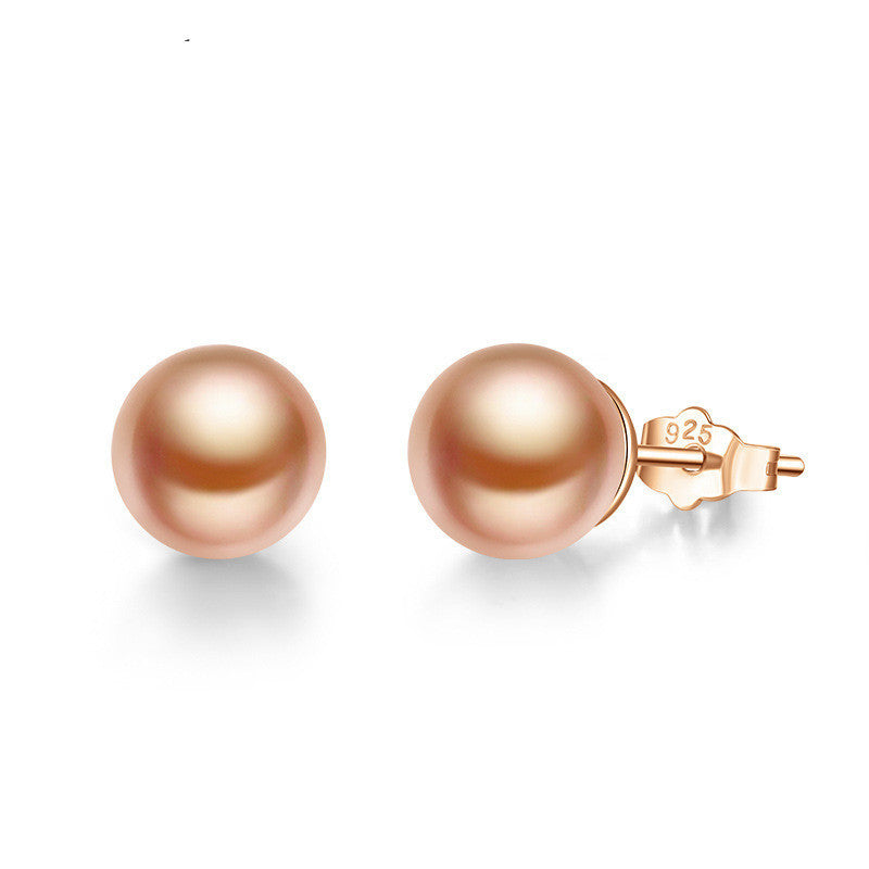 Silver Pearl Stud Earrings Women's Simple And Versatile-Jewearrings